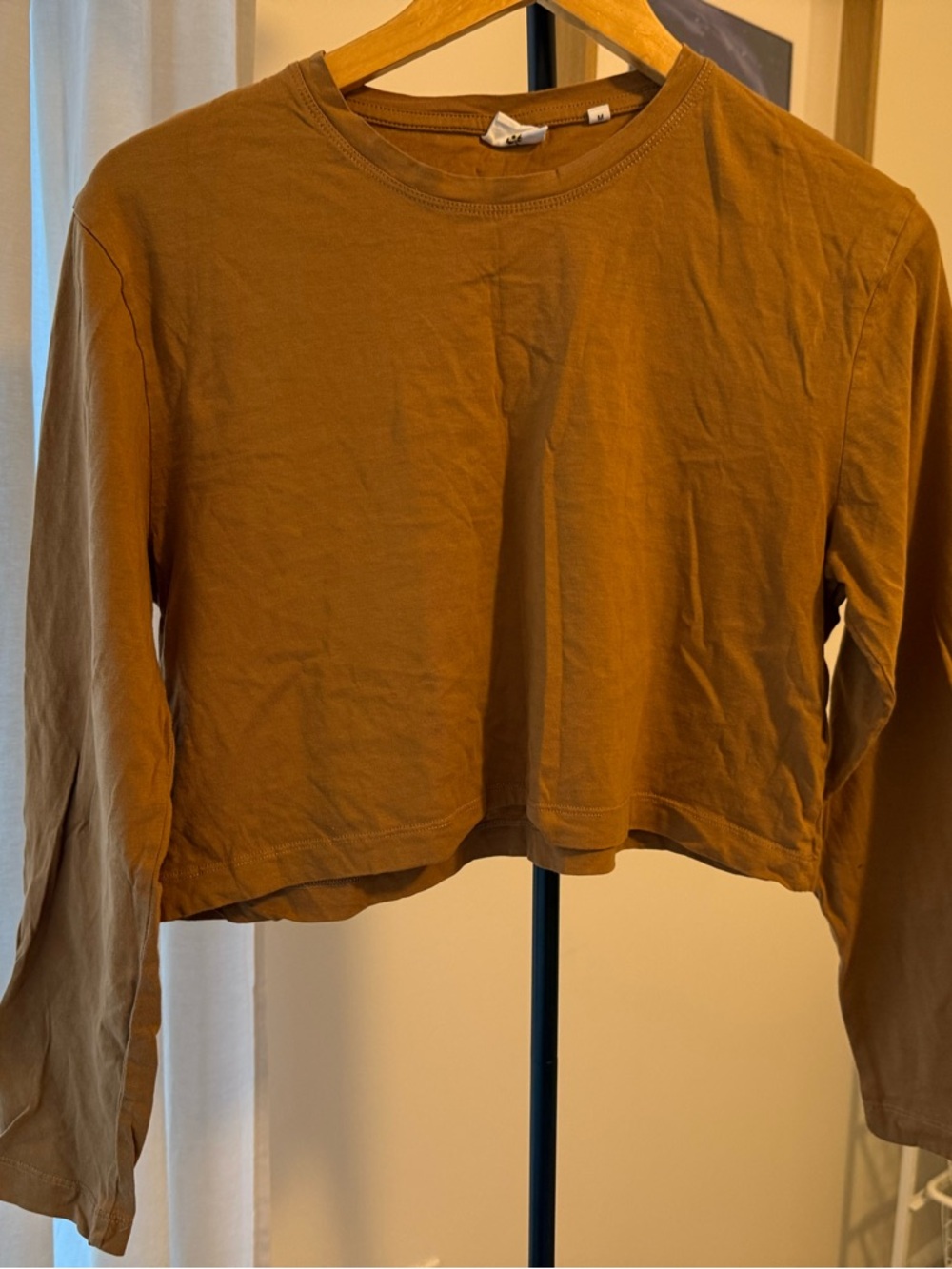 KOTN Cropped Long-Sleeve Tee in Warm Brown